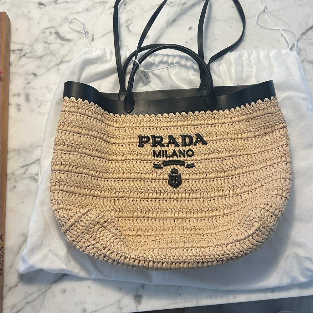 Prada Medium Crochet and Leather Tote Bag - Picture 10 of 12